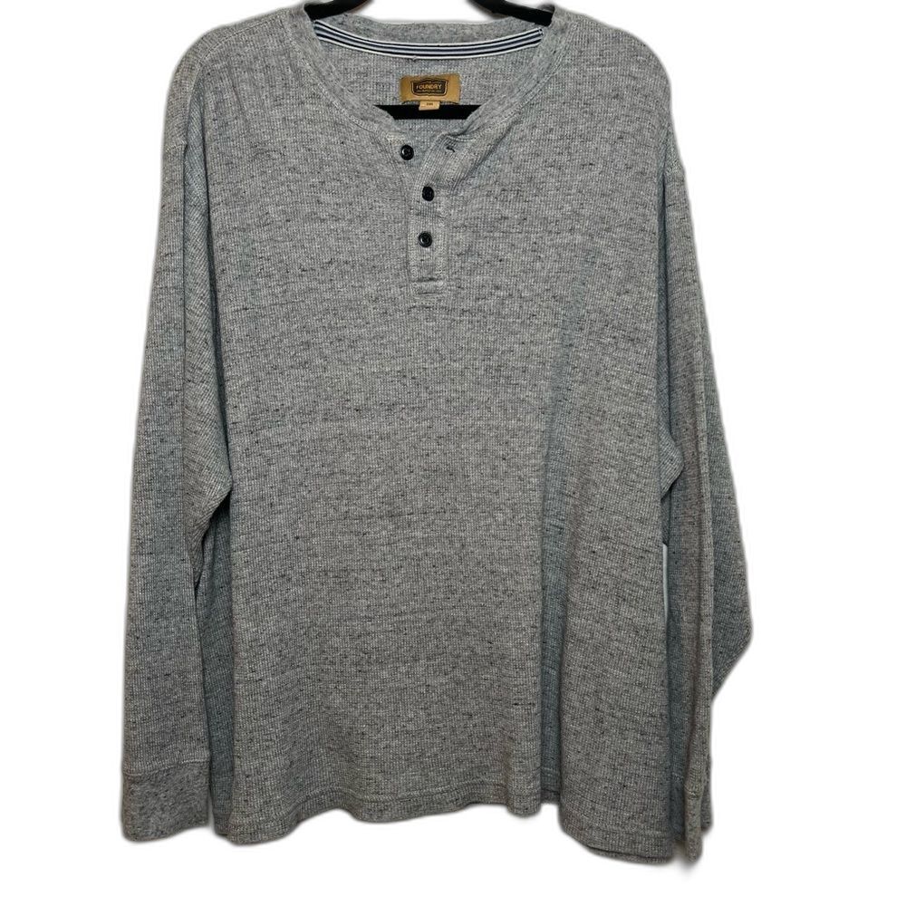 The Foundry Supply Co Men 2XL Gray Cotton Thermal Waffle Knit Henley Shirt XXL